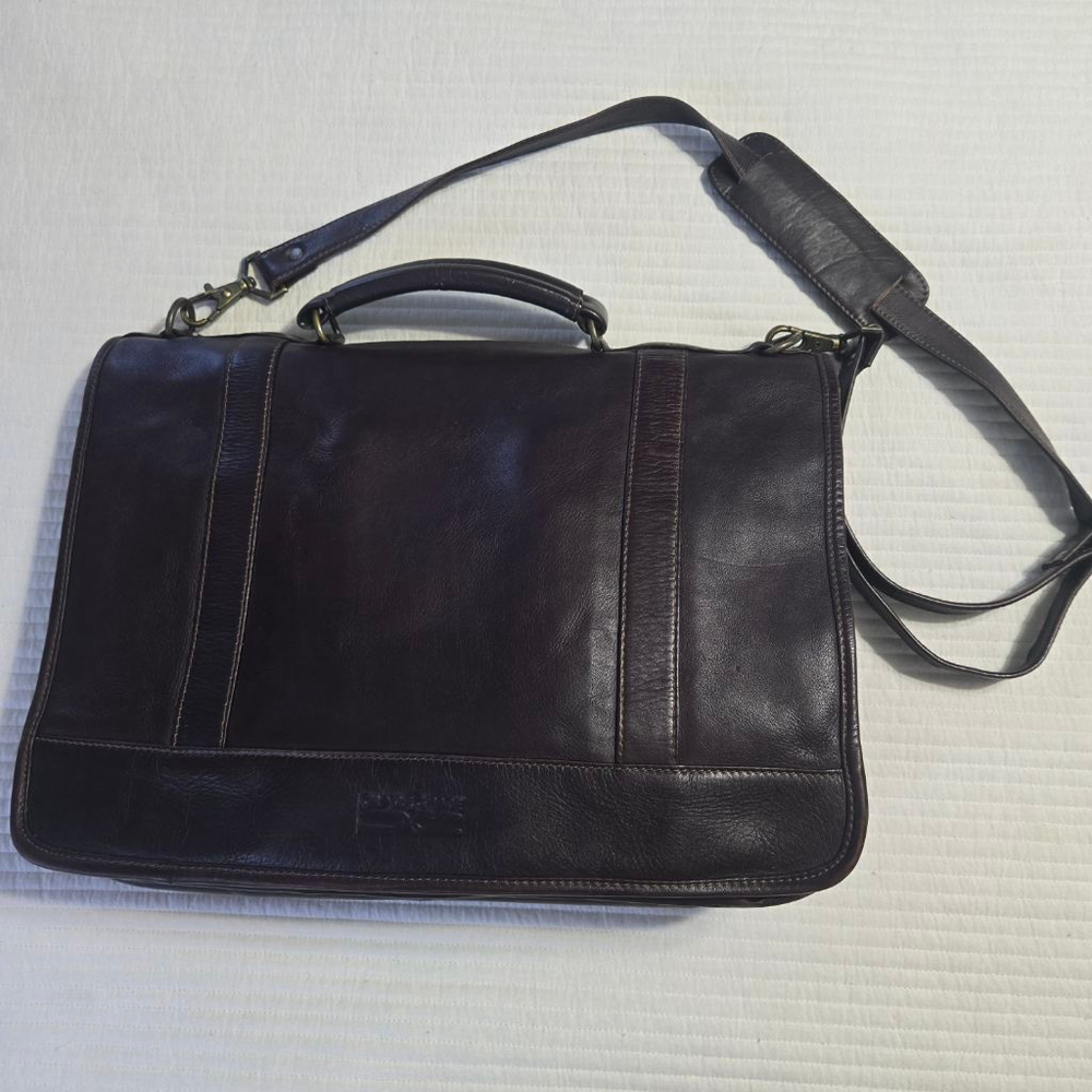 Men's Claire Chase Brown Leather Briefcase Messenger Bag